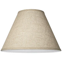 Set of 2 Empire Lamp Shades Fine Burlap Medium 6.5" Top x 15" Bottom x 10.75" Slant x 10" High Spider with Replacement Harp and Finial Fitting