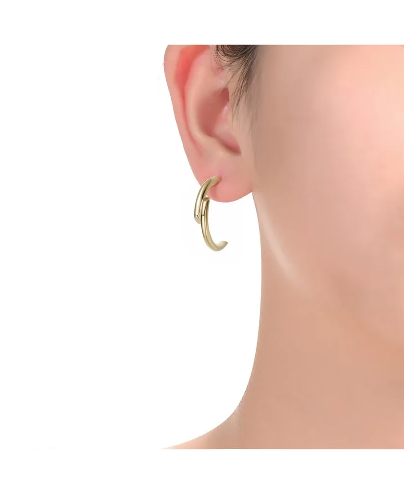 14K Gold Plated Open Half Hoop Earrings