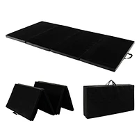 Folding Gymnastics Mat with Carry Handles and Sweatproof Detachable Pu Leather Cover