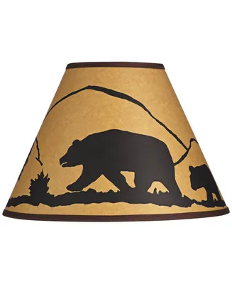 Mountain Scene Brown Paper Medium Empire Lamp Shade 6" Top x 14" Bottom x 10" Slant x 10.75" High (Spider) Replacement with Harp and Finial