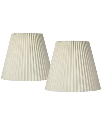 Set of 2 Pleated Empire Lamp Shades Ivory Large 10" Top x 17" Bottom x 14.75" High Spider with Replacement Harp and Finial Fitting - Spring crest