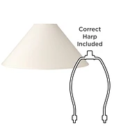 Springcrest Set of 2 Chimney Lamp Shades White Large 6" Top x 23" Bottom x 13.5" Slant x 10.5" High Spider with Replacement Harp and Finial Fitting