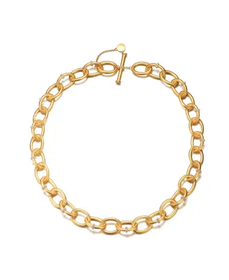 14K Gold Plated Cubic Zirconia Round Chain Necklace