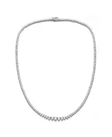 Sterling Silver White Gold Plated and Clear Cubic Zirconia Tennis Necklace