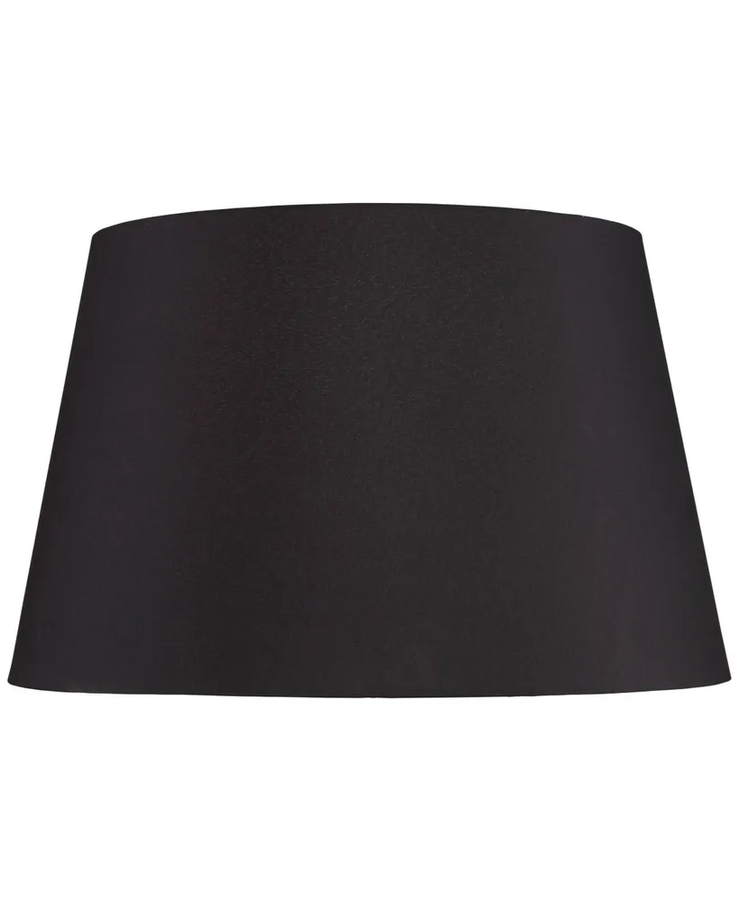 Black Faux Silk Large Tapered Drum Lamp Shade 15" Top x 19.5" Bottom x 12" Slant x 12" High (Spider) Replacement with Harp and Finial - Spring crest
