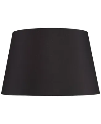 Black Faux Silk Large Tapered Drum Lamp Shade 15" Top x 19.5" Bottom x 12" Slant x 12" High (Spider) Replacement with Harp and Finial - Spring crest