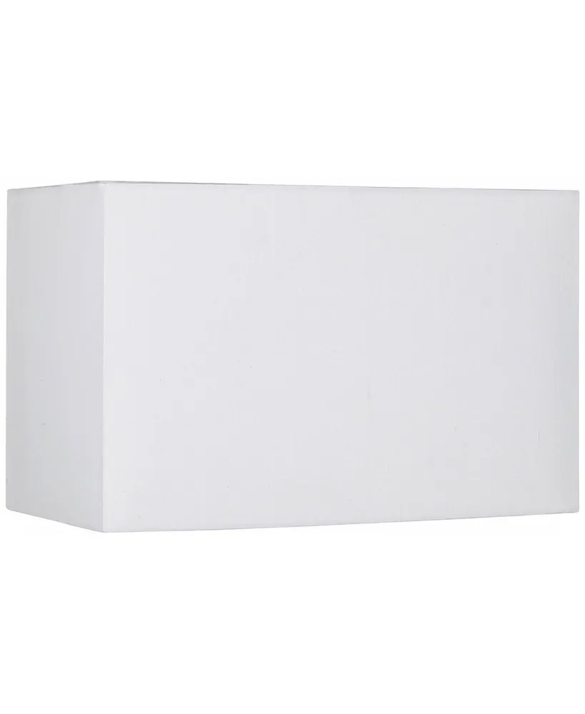 White Medium Rectangular Hardback Lamp Shade 16" Wide x 8" Deep x 10" High (Spider) Replacement with Harp and Finial - Spring crest