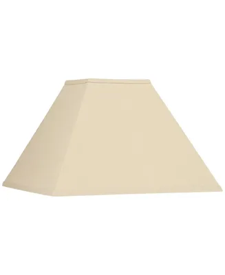 Beige Linen Medium Square Lamp Shade 6" Top x 16" Bottom x 12" Slant x 10" High (Spider) Replacement with Harp and Finial - Springcrest