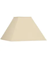 Beige Linen Medium Square Lamp Shade 6" Top x 16" Bottom x 12" Slant x 10" High (Spider) Replacement with Harp and Finial - Springcrest