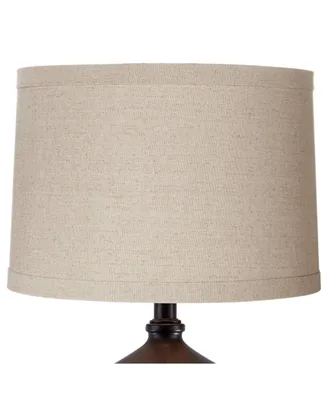 Natural Linen Medium Drum Lamp Shade 15" Top x 16" Bottom x 11" High (Spider) Replacement with Harp and Finial - Spring crest