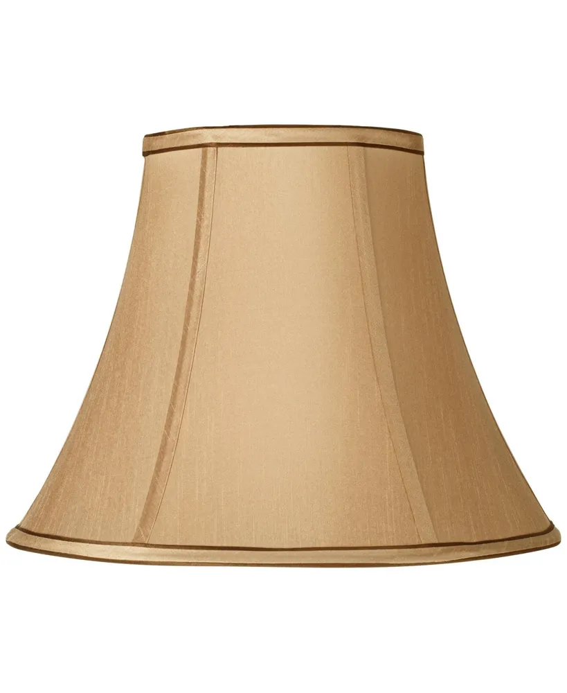 Tan and Brown Medium Bell Lamp Shade 7" Top x 14" Bottom x 11" High (Spider) Replacement with Harp and Finial - Springcrest