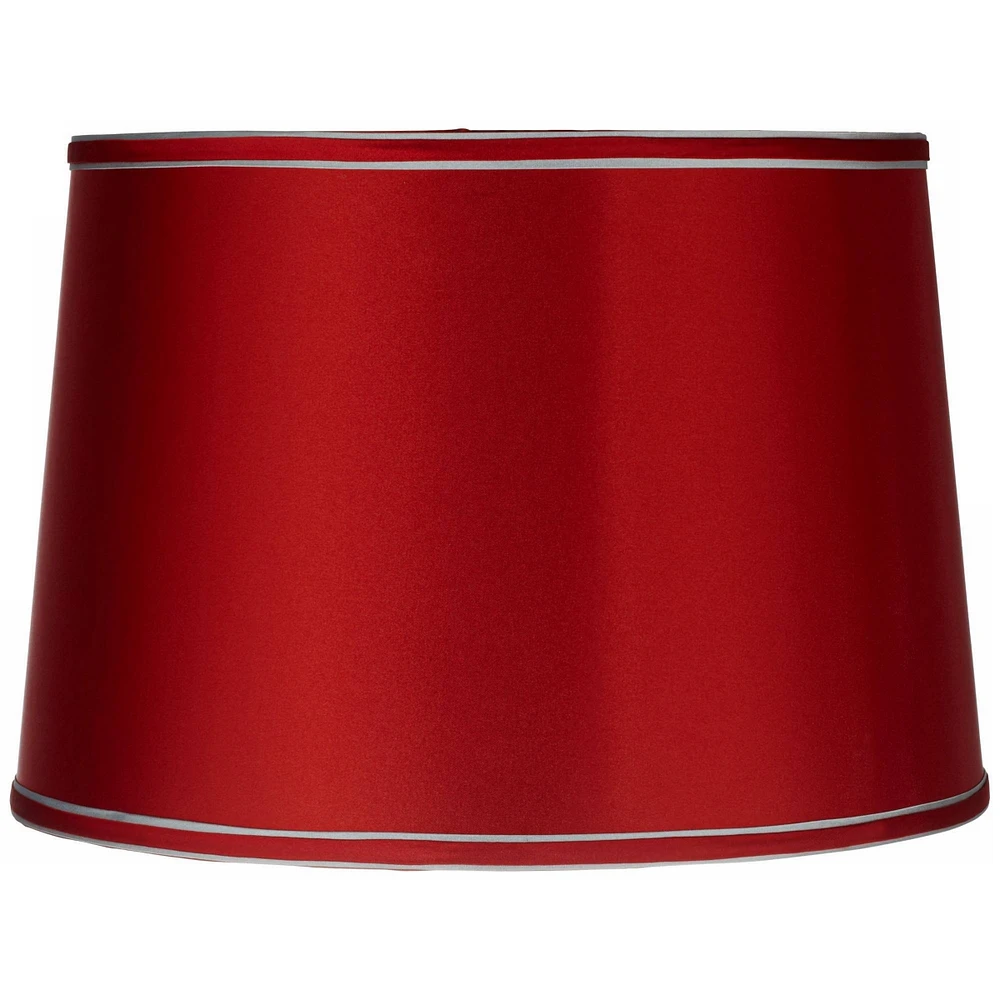 Sydnee Satin Red Medium Drum Lamp Shade 14" Top x 16" Bottom x 11" Slant x 11" High (Spider) Replacement with Harp and Finial - Spring crest