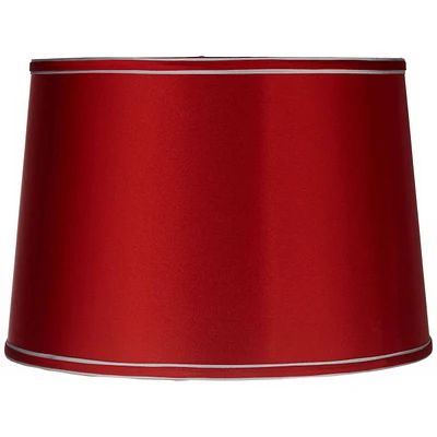Sydnee Satin Red Medium Drum Lamp Shade 14" Top x 16" Bottom x 11" Slant x 11" High (Spider) Replacement with Harp and Finial - Spring crest
