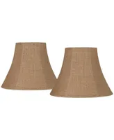 Set of 2 Bell Lamp Shades Natural Burlap Medium 7" Top x 14" Bottom x 10.5" High Spider with Replacement Harp and Finial Fitting - Spring crest