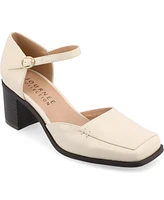 Journee Collection Women's Evangeline Square Toe Block Heel Pumps