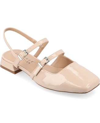 Journee Collection Women's Gretchenn Multi Strap Square Toe Mary Jane Flats