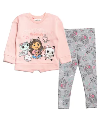 DreamWorks Gabby's Dollhouse Girls Pullover Fleece Sweatshirt and Leggings Outfit Set Toddler Child