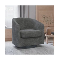 Caro Upholstered Club Style Barrel Chair With Sloped Armrests And 360 Degree Swivel Base A Vinyl Wrap