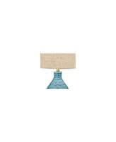 Kayley Mid Century Modern Coastal Table Lamp Textured Ceramic 24" High Sky Blue Glaze Linen Fabric Tapered Drum Shade for Living Room Bedroom House Be
