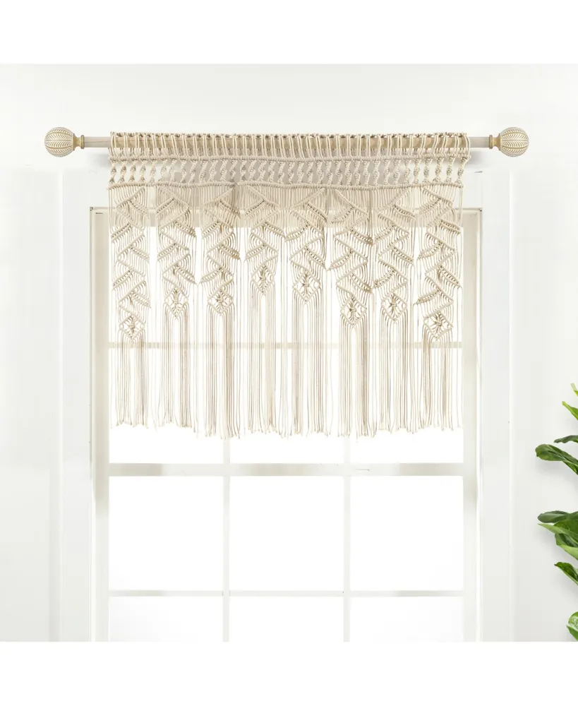 Boho Macrame Leaf Cotton Valance/Kitchen Curtain/Wall Decor