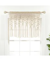 Boho Macrame Leaf Cotton Valance/Kitchen Curtain/Wall Decor