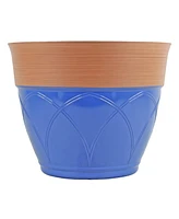 Garden Elements Colored Rim Large Plastic Planter, 15 Inches