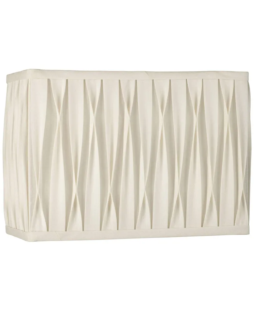 White Pinched Pleat Medium Rectangle Lamp Shade 14" Wide x 7" Deep x 10" High (Spider) Replacement with Harp and Finial - Springcrest