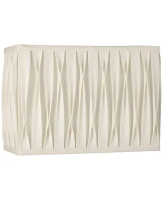 White Pinched Pleat Medium Rectangle Lamp Shade 14" Wide x 7" Deep x 10" High (Spider) Replacement with Harp and Finial - Springcrest