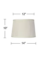 Medium Round Softback Off-White Tapered Drum Lamp Shade 12" Top x 14" Bottom x 10" High (Spider) Replacement with Harp and Finial - Springcrest