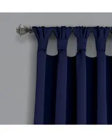 Insulated Knotted Tab Top Blackout Window Curtain Panels Navy 52X95 Set