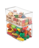 mDesign Plastic Playroom/Gaming Storage Organizer Box, Hinge Lid