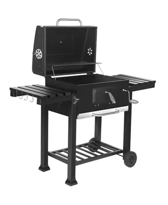 Inolait 24-inch Charcoal Bbq Grill with 2 Folding Side Shelves