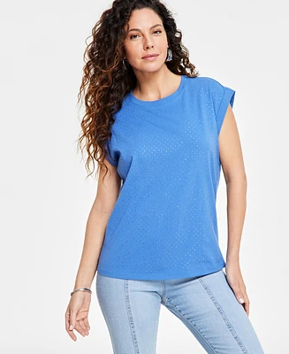 I.n.c. International Concepts Women's Embellished Cotton Top