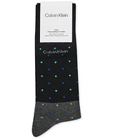 Calvin Klein Men's Flat Knit Crew Length Patterned Dress Socks