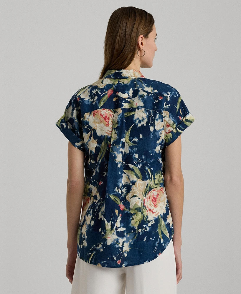 Lauren Ralph Women's Linen Short-Sleeve Shirt