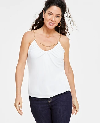 I.n.c. International Concepts Women's Solid Sleeveless Chain Top, Created for Macy's