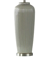 36" Pristine Antique-Like Crackle Ribbed Ceramic Table Lamp