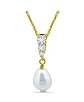 Macy's White Cultured Pearl and Cubic Zirconia Pendant Necklace