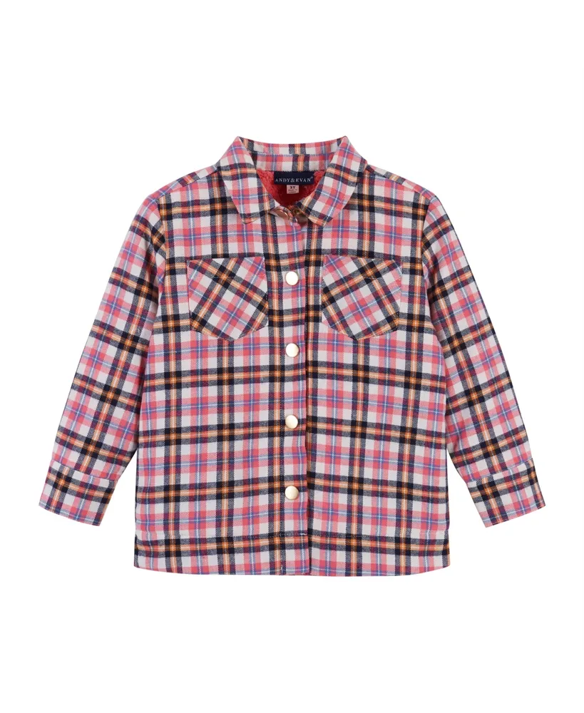 Andy & Evan Toddler Girls Toddler/Child Pink Plaid Shacket