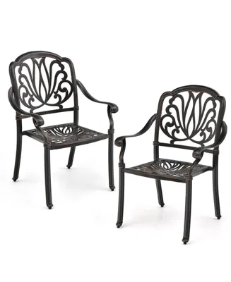 Sugift 2 Pieces Patio Cast Aluminum Dining Chairs with Armrests