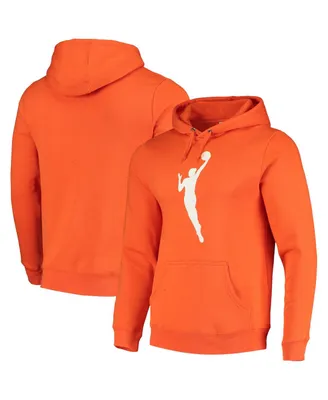 Men's Fanatics Orange Wnba Logo Fitted Pullover Hoodie