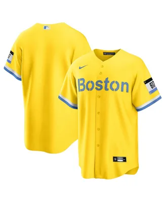 Men's Nike Gold, Light Blue Boston Red Sox City Connect Replica Jersey