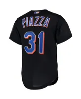 Men's Mitchell & Ness Mike Piazza Black New York Mets Cooperstown Collection Mesh Batting Practice Button-Up Jersey