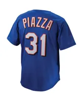 Men's Mitchell & Ness Mike Piazza Royal New York Mets Cooperstown Collection Mesh Batting Practice Button-Up Jersey