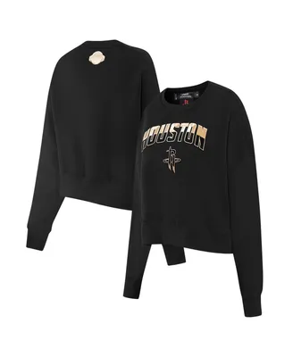 Women's Pro Standard Black Houston Rockets Glam Cropped Pullover Sweatshirt