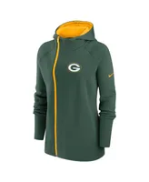 Women's Nike Green Bay Packers Asymmetrical Raglan Full-Zip Hoodie