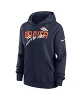 Women's Nike Navy Denver Broncos Wordmark Club Fleece Pullover Hoodie