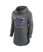 Women's Nike Heather Charcoal Buffalo Bills Raglan Funnel Neck Pullover Hoodie