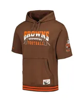 Men's Mitchell & Ness Brown Cleveland Browns Pre-Game Short Sleeve Pullover Hoodie