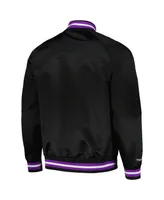 Men's Mitchell & Ness Black Toronto Raptors Hardwood Classics Throwback Wordmark Raglan Full-Snap Jacket